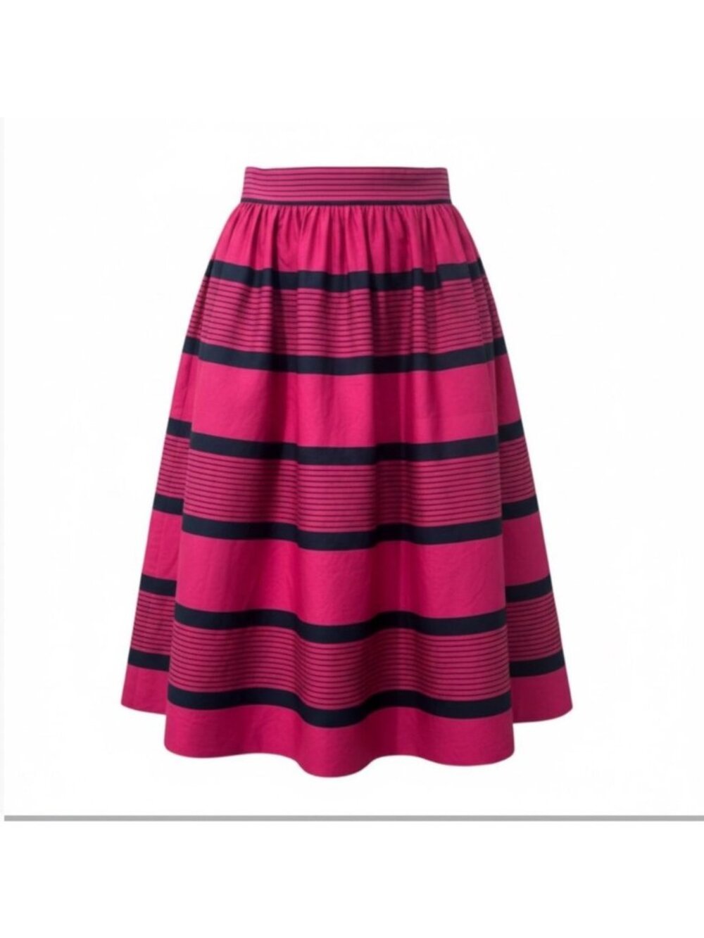 VTG 80s Skirt Womens 8 Red Striped A-Line Parisian Chic Retro 1950s Americana